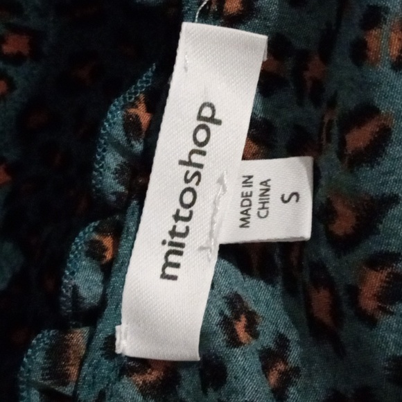 Mittoshop Leopard Animal Print Button Front Slip Ruffle Trim Midi Dress S - Picture 5 of 7